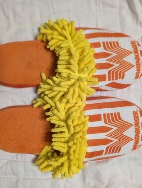 Whataburger French Fries Slippers Unisex Orange Yellow Size XL Silly Merch